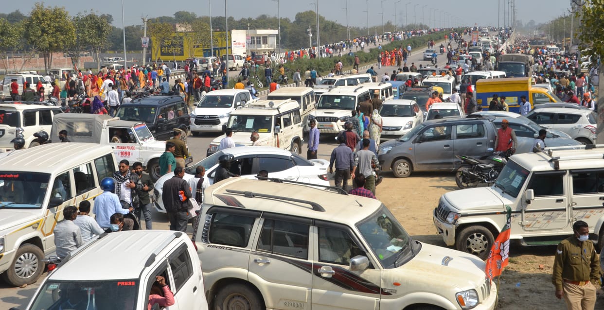 After the public meeting, the crowd came out, there was a jam on the highway