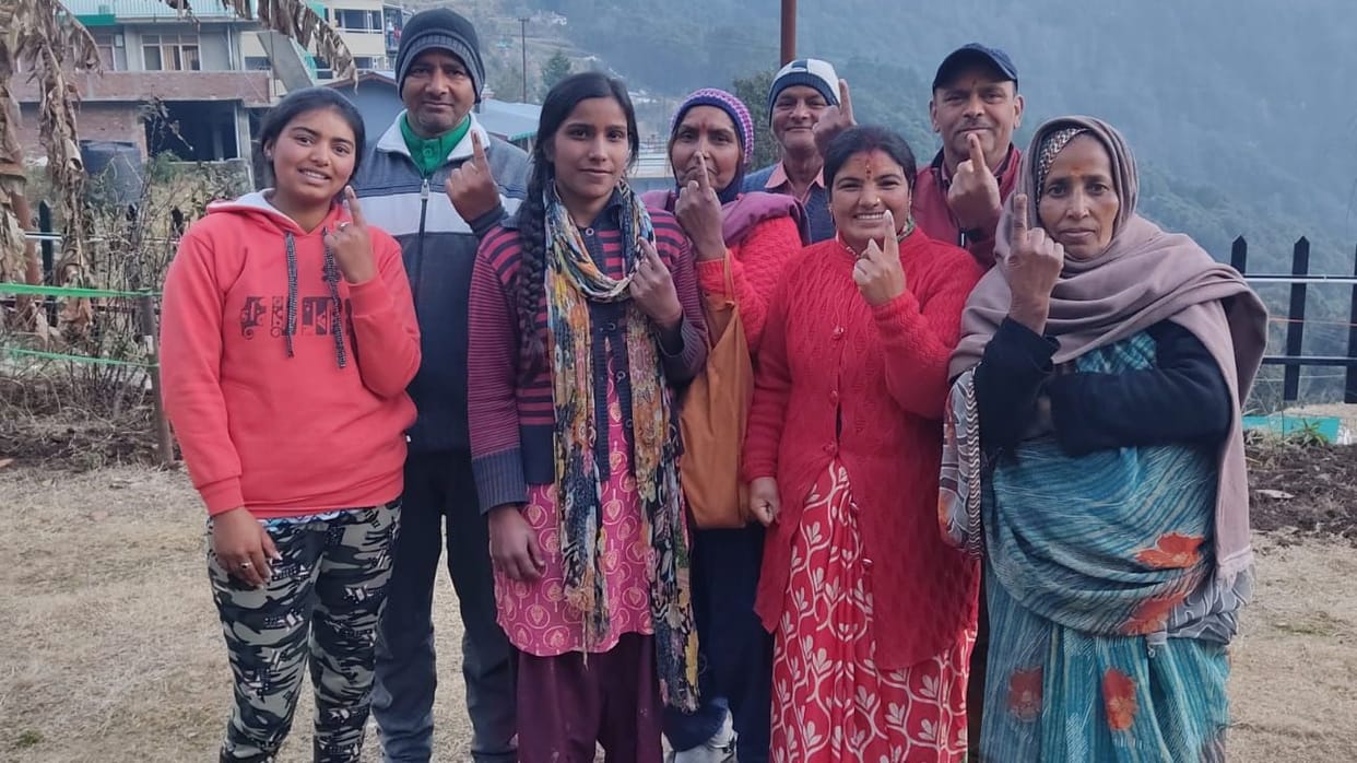 Voting in Pangot Poling Booth