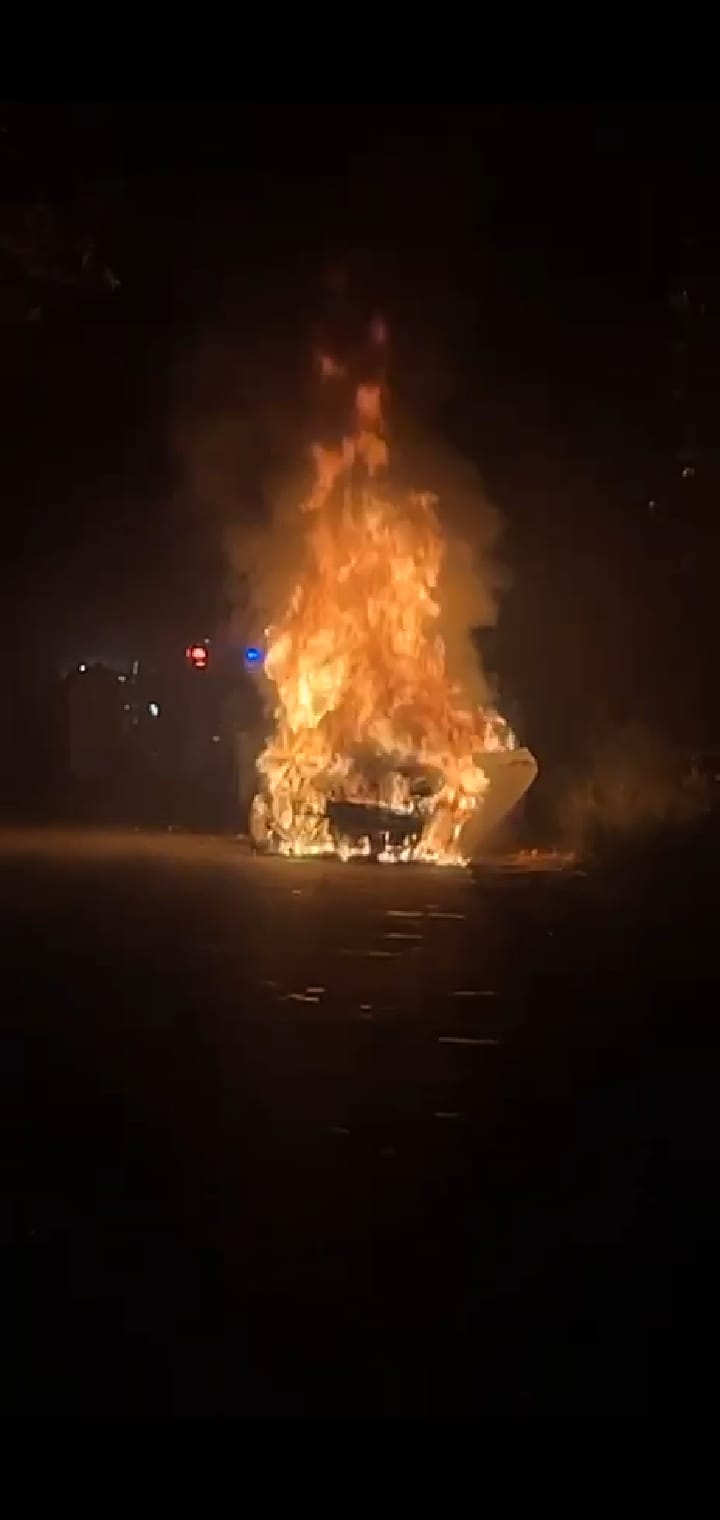 fire in bride and groom's car