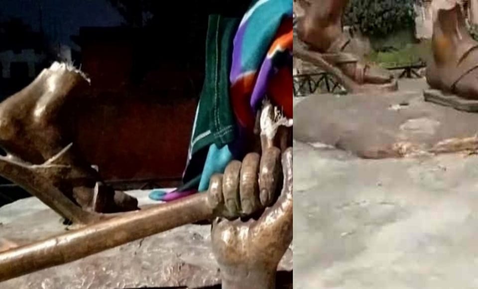 Mahatma Gandhi statue vandalized in Charkha Park of Champaran