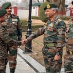 Northern Command Chief Upendra Dwivedi meeting other officers in Kashmir
