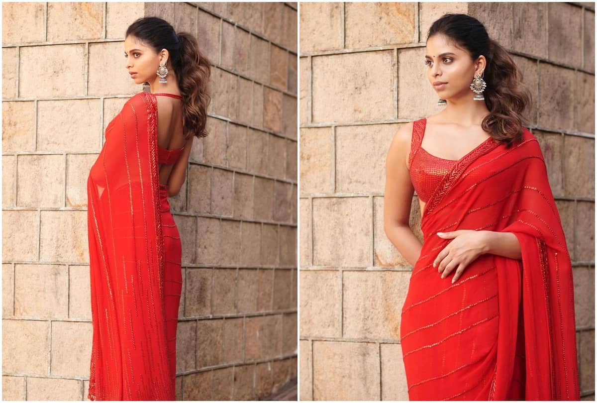 Social media: Shahrukh Khan daughter Suhana khan was seen posing in a red sari mother Gauri Khan gave such reaction