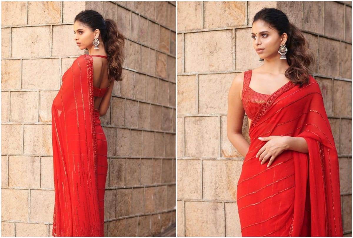 Social media: Shahrukh Khan daughter Suhana khan was seen posing in a red sari mother Gauri Khan gave such reaction