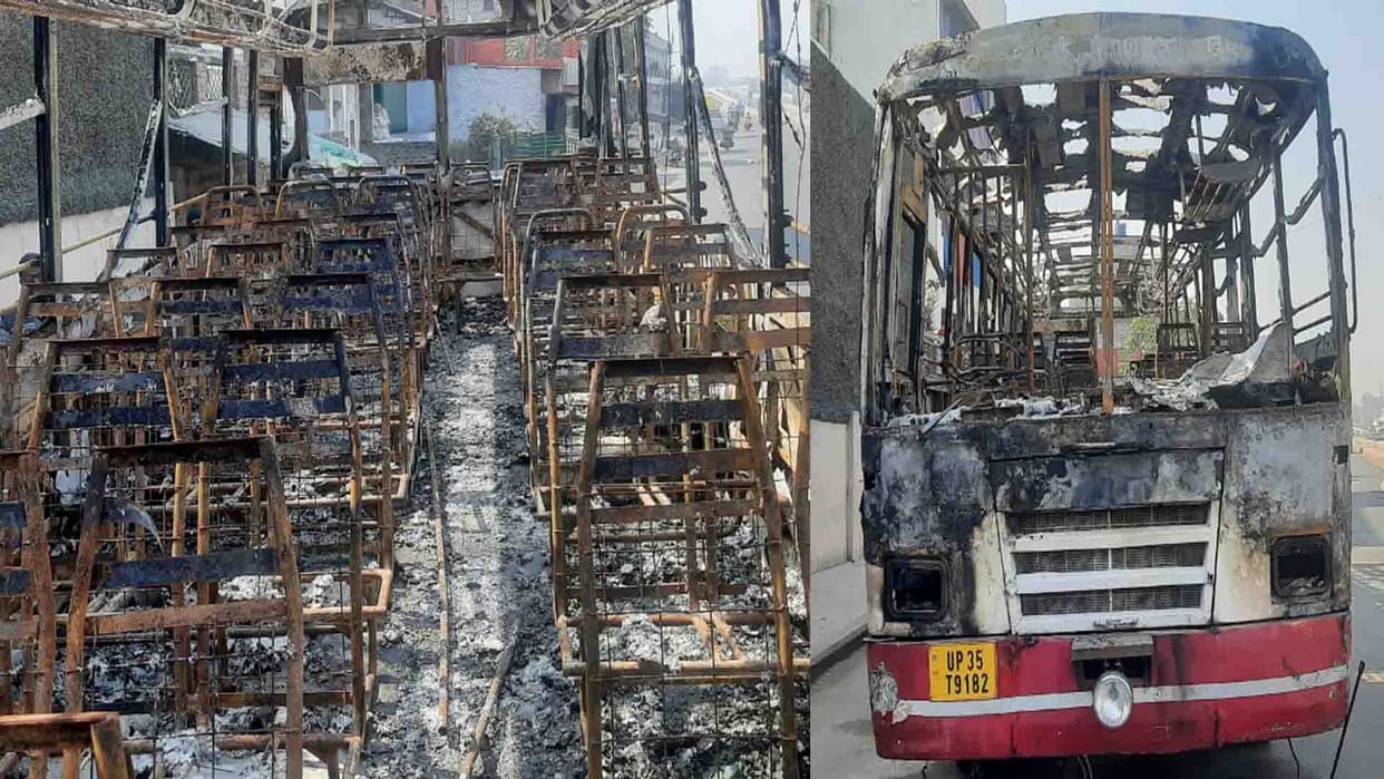 Kanpur: Fire in roadways bus due to short circuit