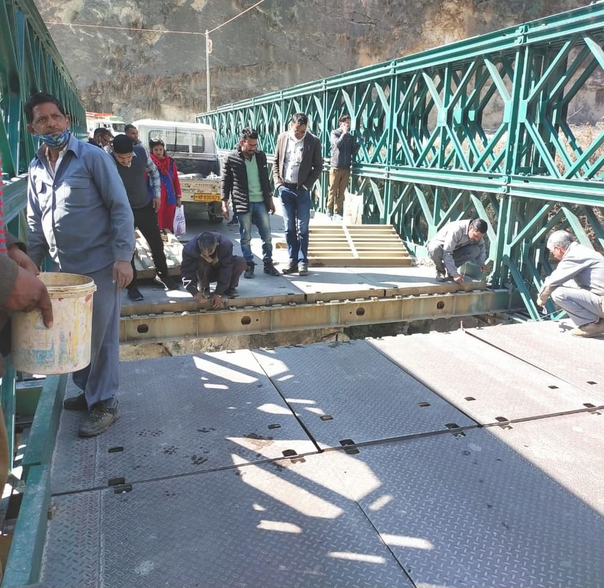 Dhaman bridge on NH again crumpled plates