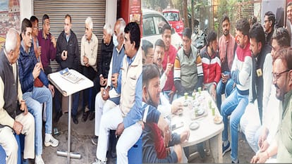 चाय पर चर्चा करते लोग