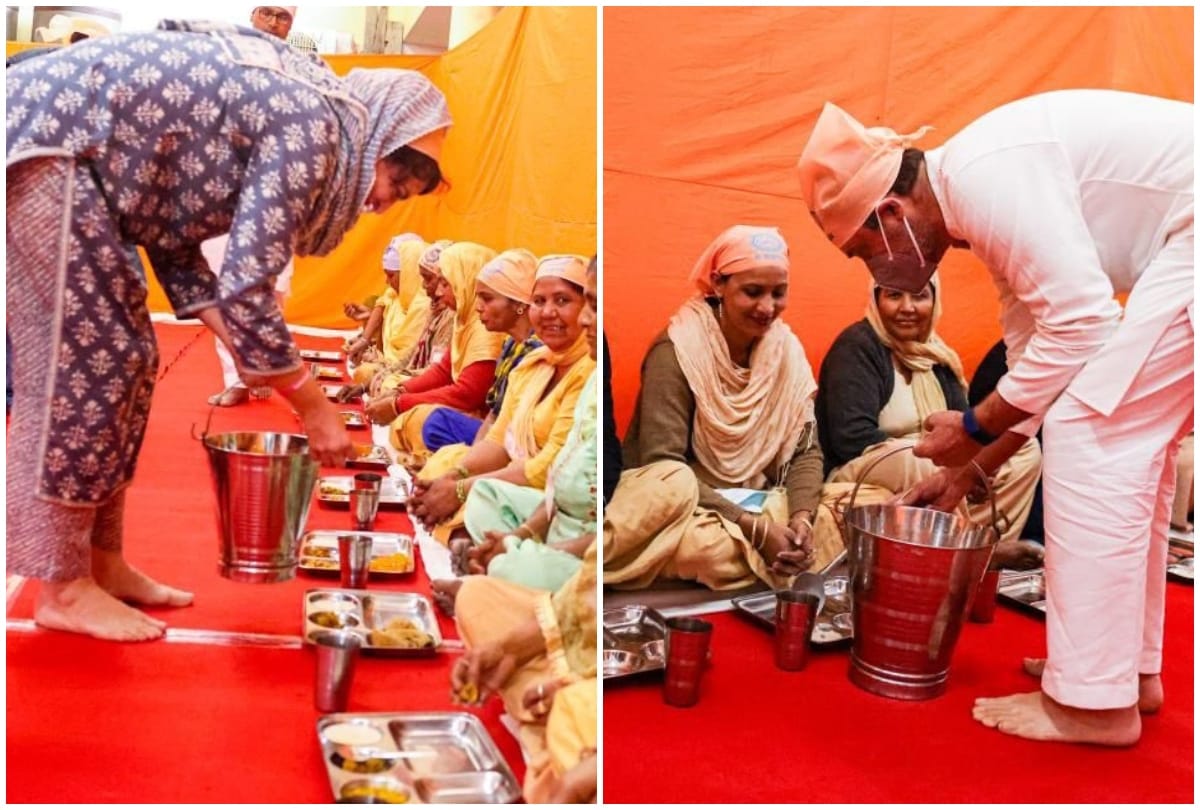 Ravidas Jayanti 2022 amid up election varanasi  Rahul gandhi Priyanka Gandhi served serve langer at Ravidas Temple in banaras see photos