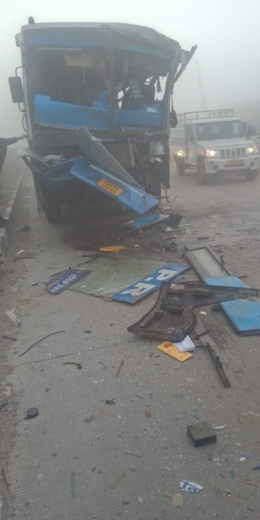 Accident on Patiala-Sangrur road, tipper hit PRTC bus
