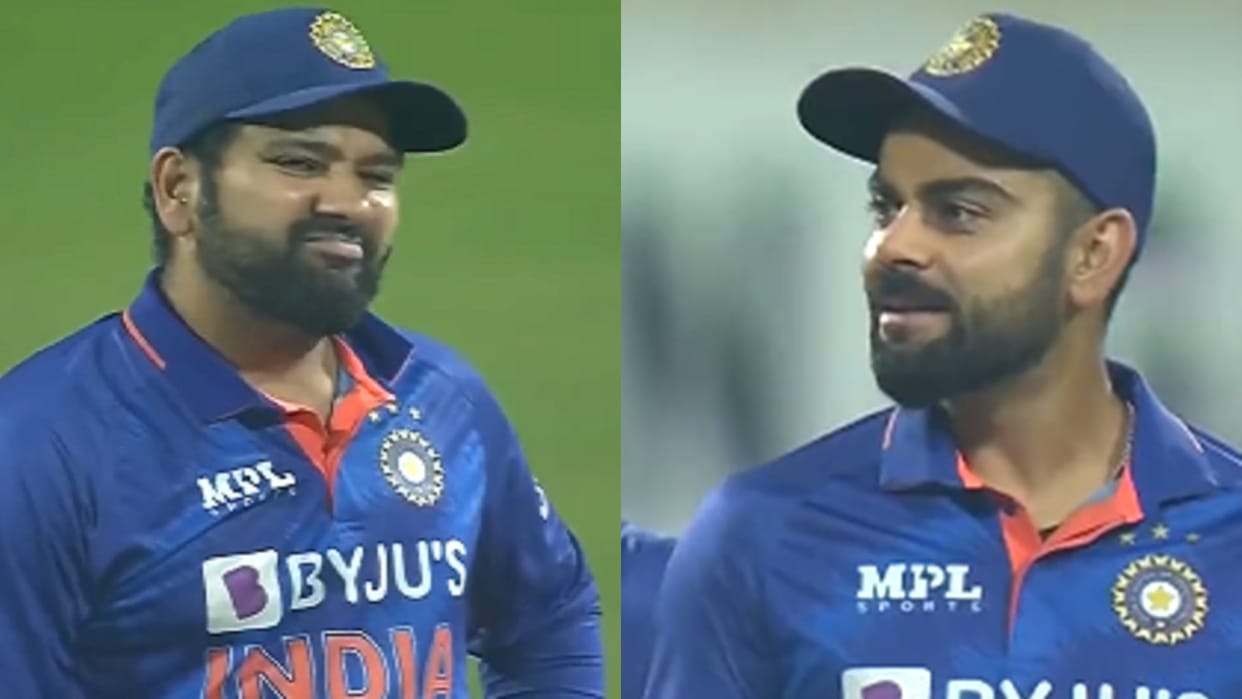 IND vs WI Wide kidhar de raha hai yaar Rohit Sharma annoyed with umpire; stump-mic catches conversation with Virat Kohli
