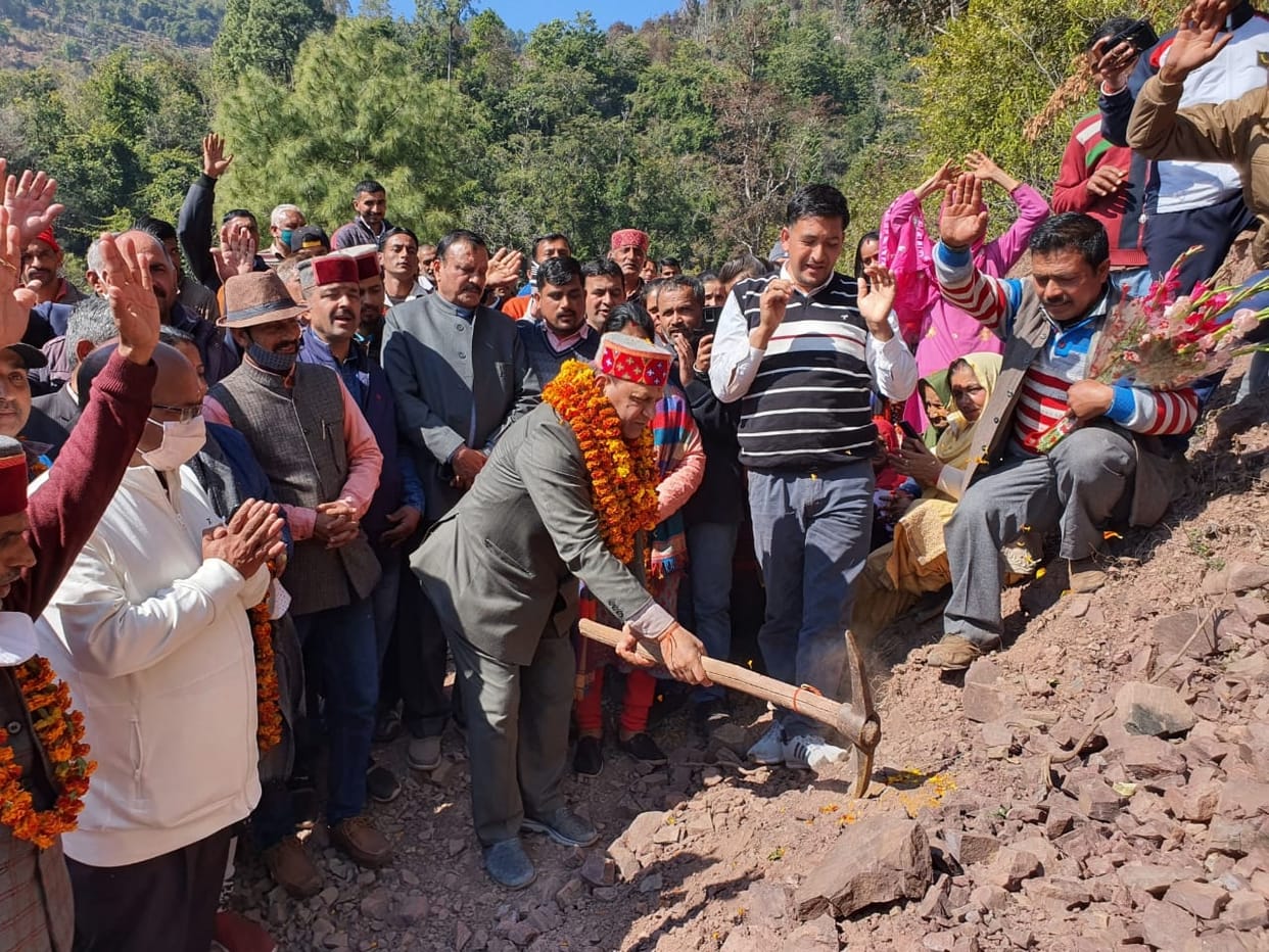 mla nahan establish foundation stone of road