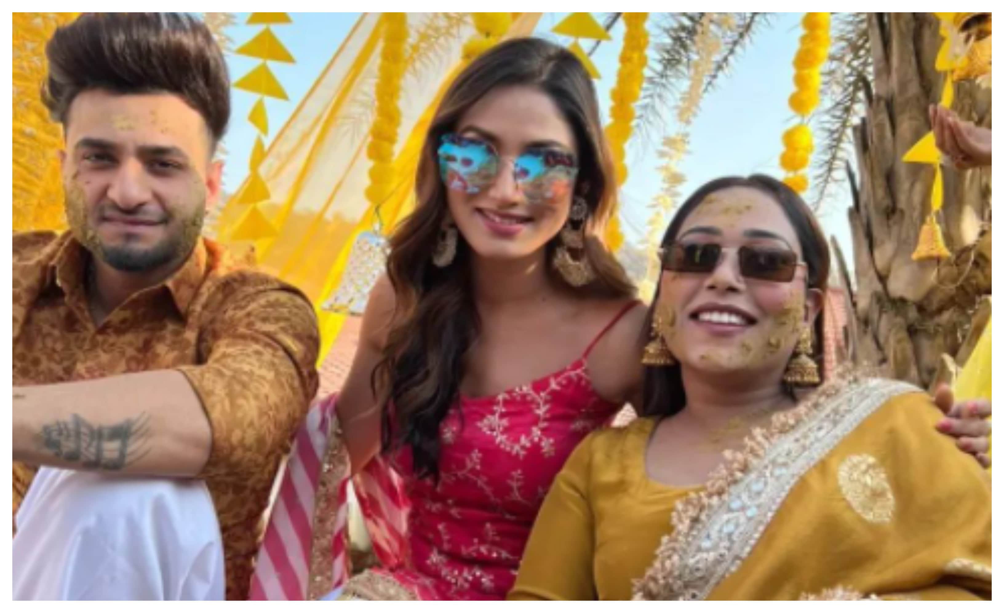 Rakhi Sawant and Akshara Singh attended Afsana Khan and saaz Haldi Ceremony