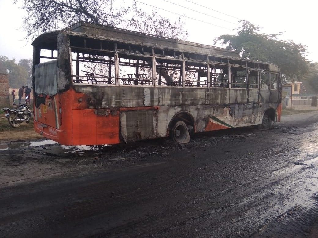 Fire in Kasganj depot bus