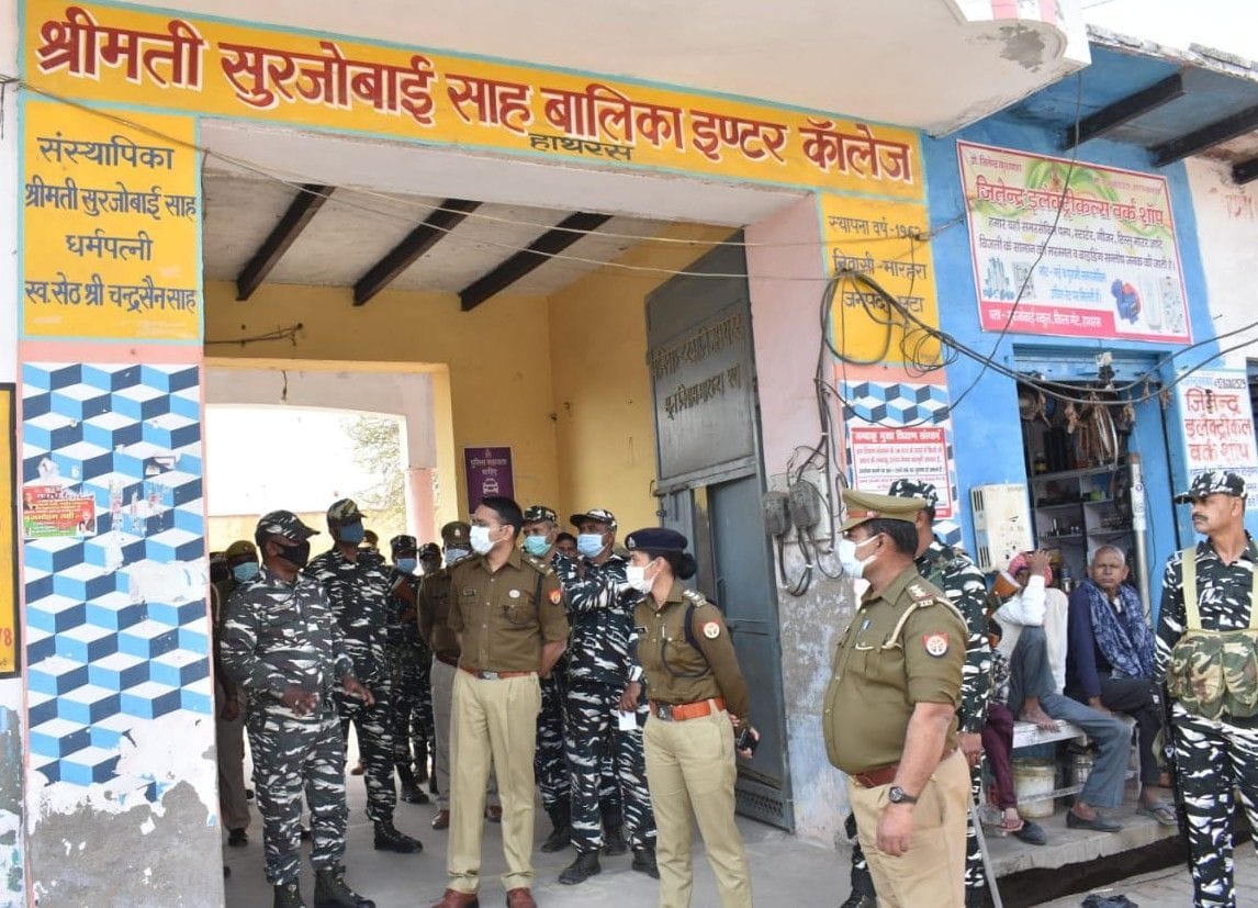 Hathras: Police force did flag march, SP inspected polling stations