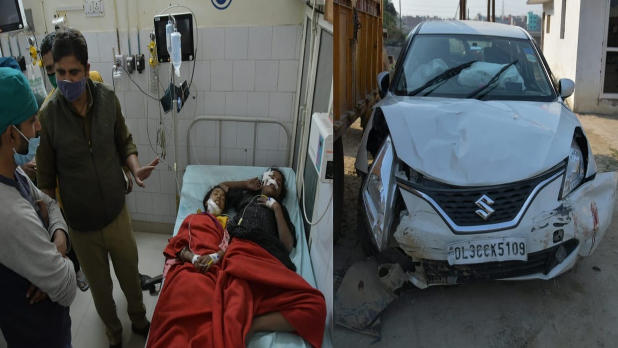 Ghaziabad drunk man mowed down two girls while crossing road admitted in hospital