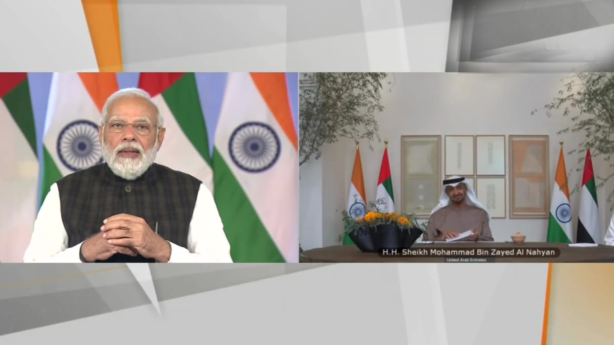 Narendra Modi Abu Dhabi Crown Prince Sheikh Mohamed bin Zayed al Nahyan virtual summit Trade Deal