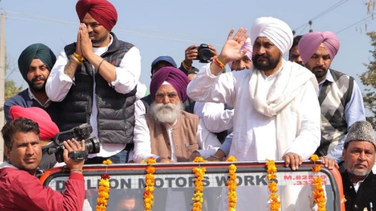 Sidhu Musewala and CM Charanjit Singh Channi road show in Shri Chamkaur Sahib