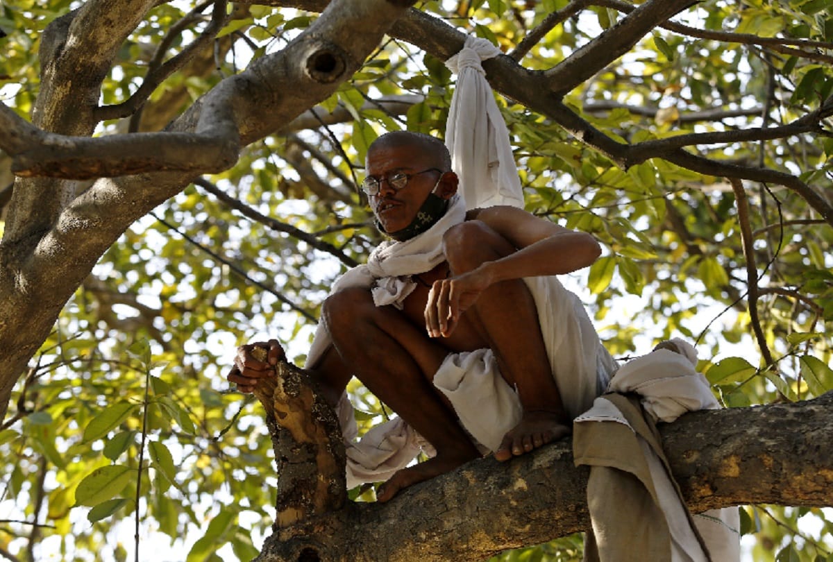 Youth hang self near India Gate