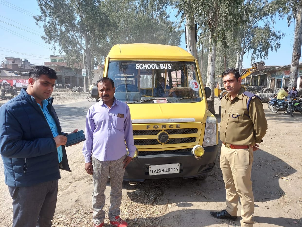 Awake officials: Checked school vehicles, challaned five