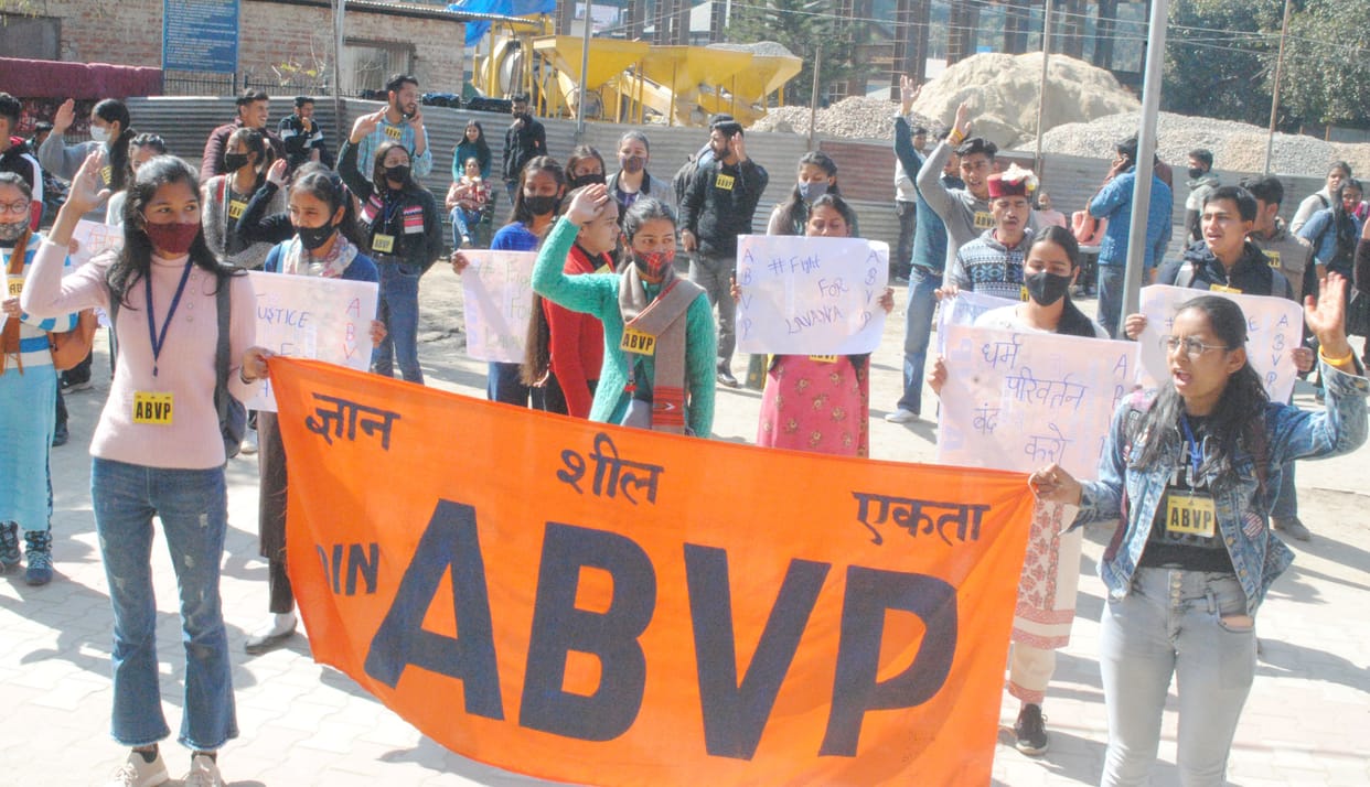 ABVP protest to get justice for student Lavanya