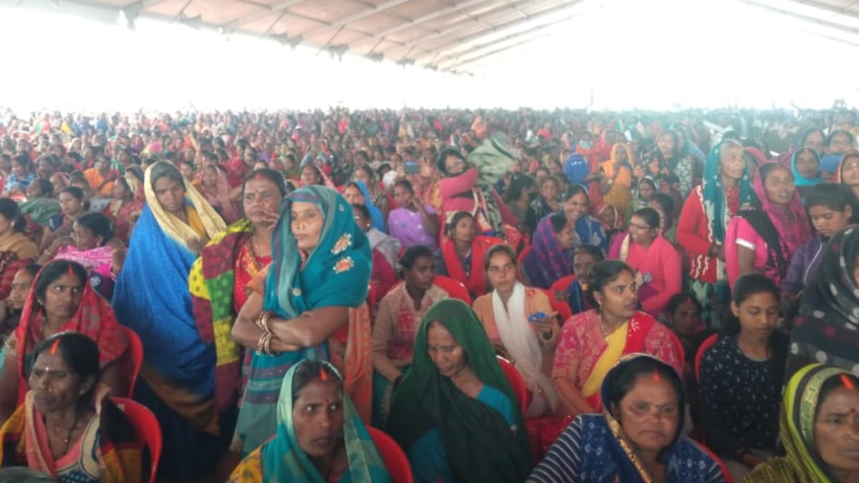 Mayawati addresses a meeting in Ambedkarnagar.