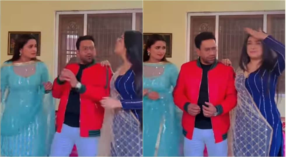 BHOJPURI ACTOR NIRAHUA ROMANCE WITH NEELAM GIRI AMRAPALI DUBEY FUNNY REELS VIDEO VIRAL