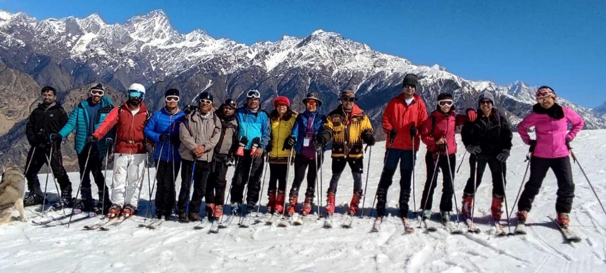 Players arriving for skiing training in Auli