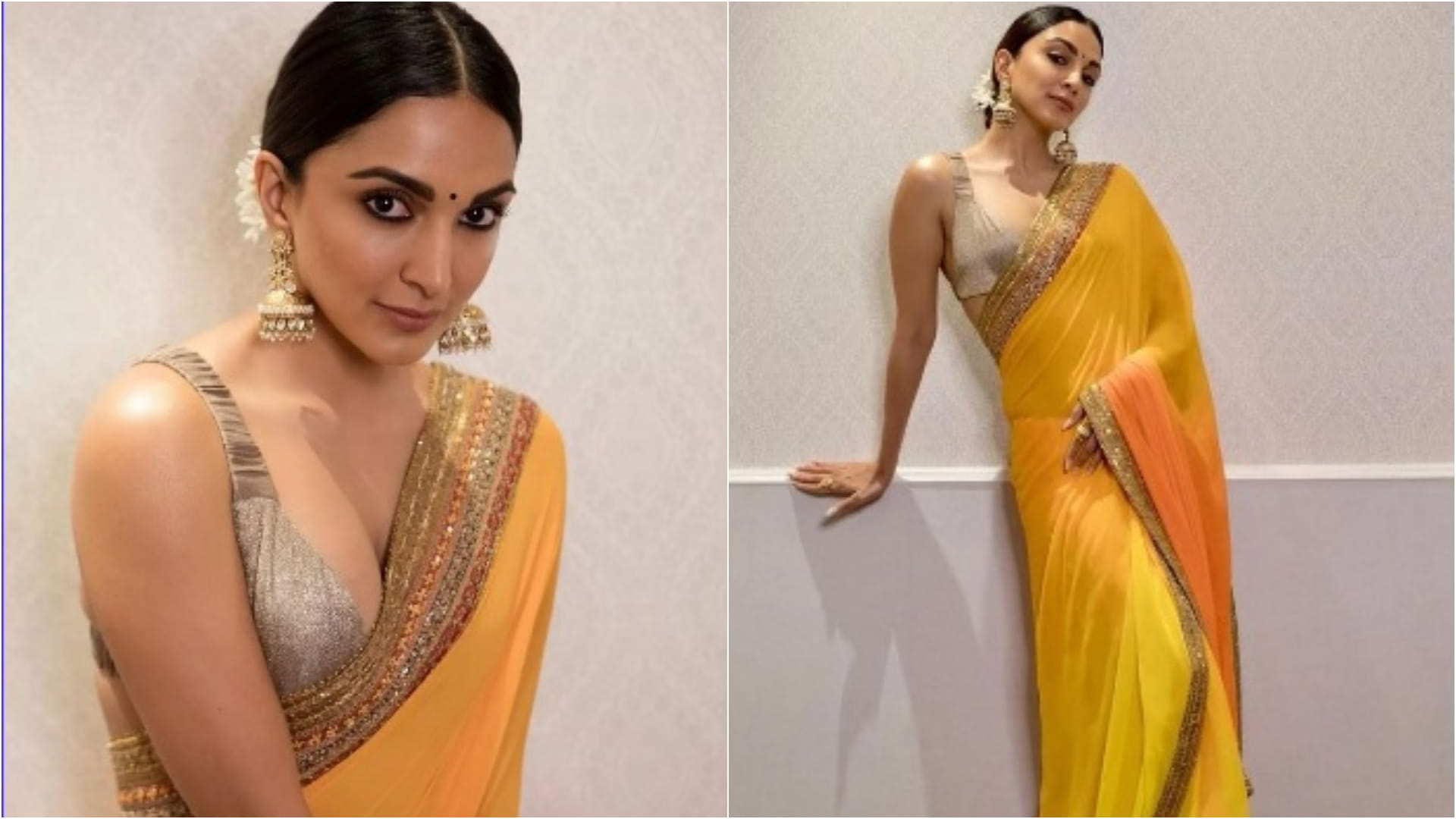 kiara advani looks stunning in dada saheb phalke award film festival wearing yellow saree