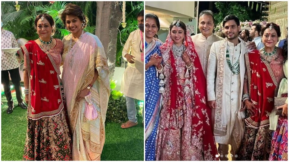 anmol ambani wedding jaya bachchan daughter shweta bachchan along navya naveli pose together