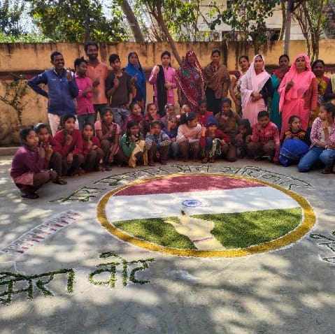 Made aware for voting by making Rangoli