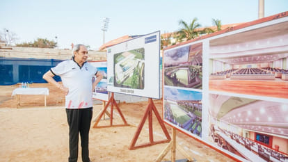 Odisha: Chief Minister Naveen Patnaik reviews the progress of India’s first indoor athletic stadium project in Bhubaneswar