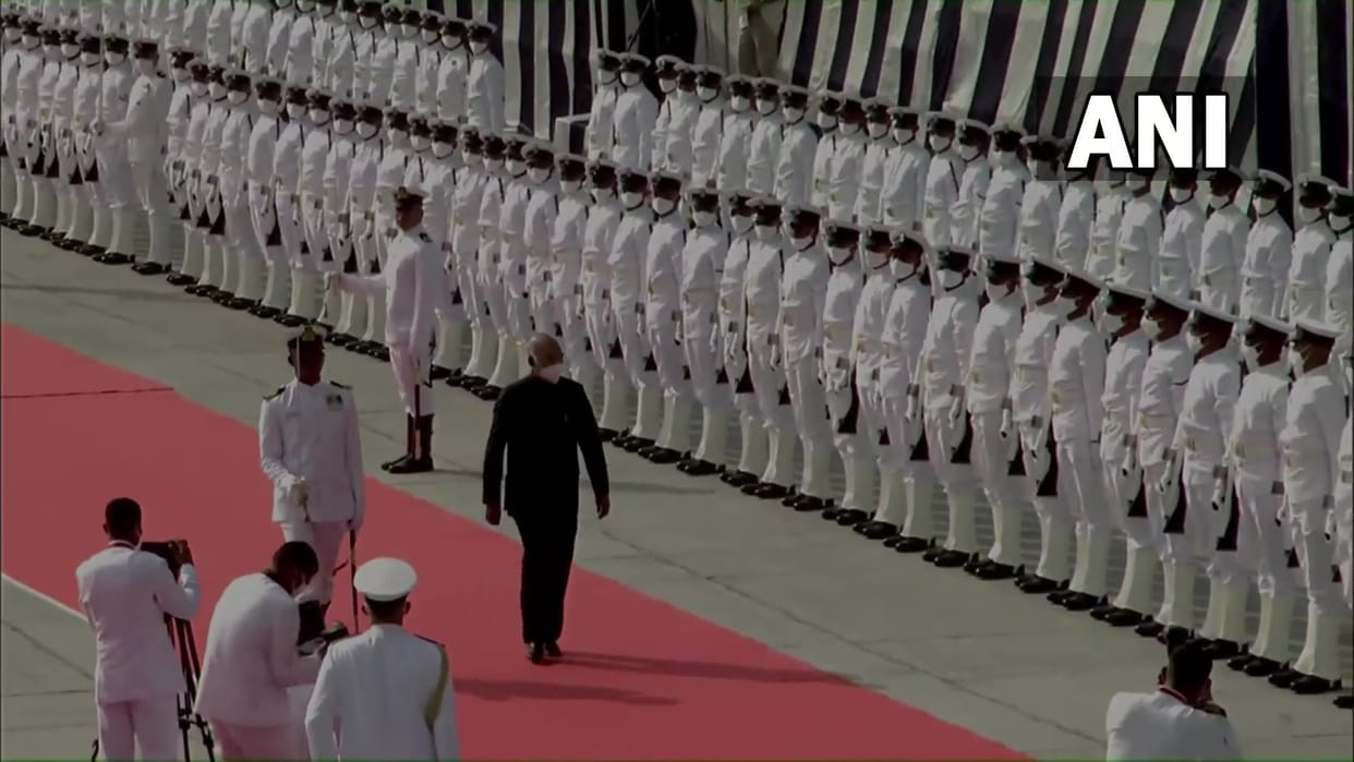 President Kovind receives 21-gun-salute during 12th edition of Fleet Review at Eastern Naval Command in Visakhapatnam