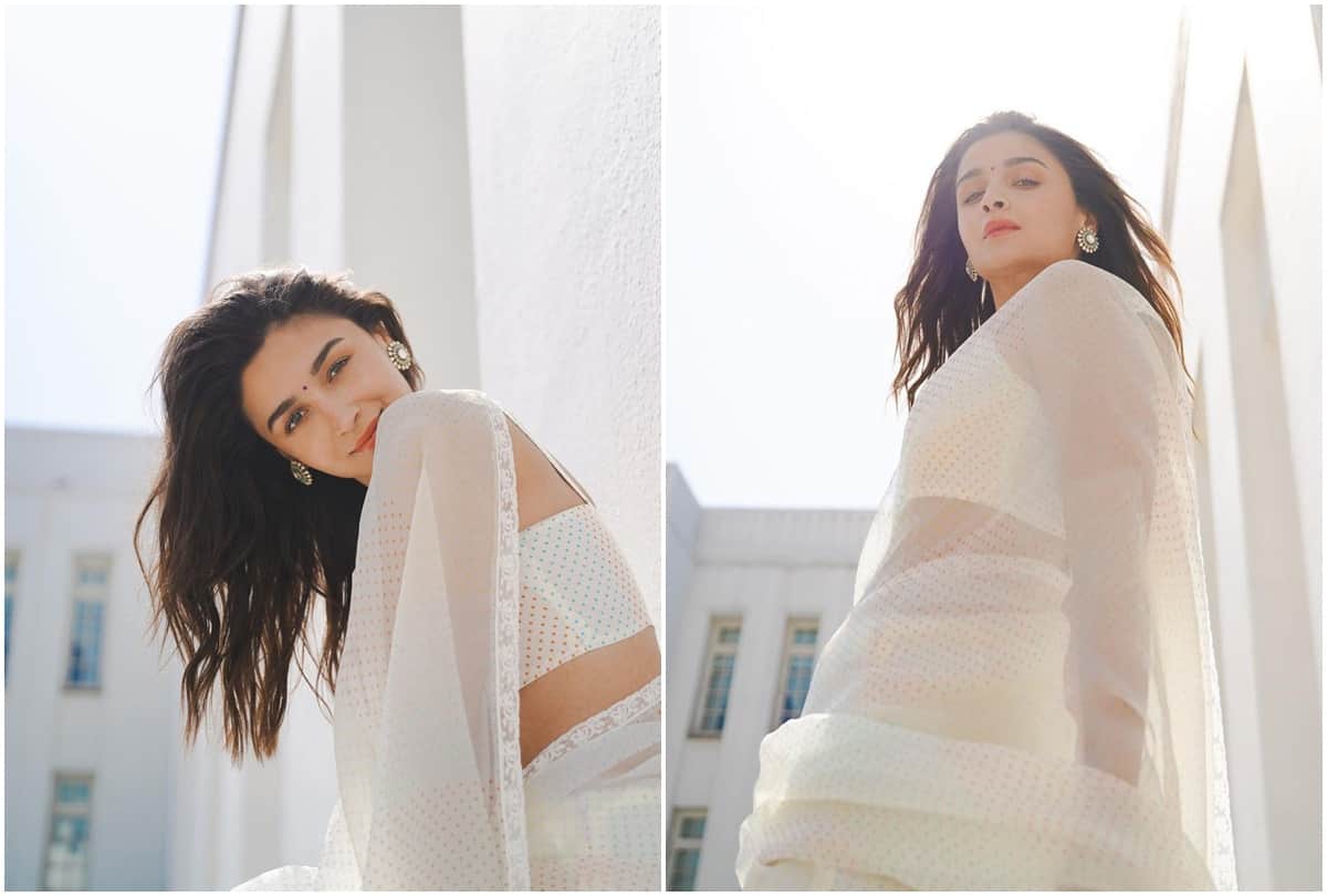 Alia Bhatt arrived in Delhi for the promotion of Gangubai Kathiawadi was seen gorgeous in a white saree