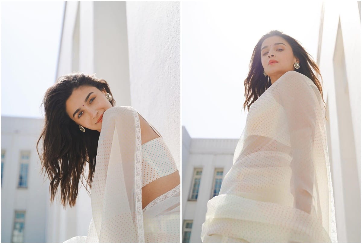 Alia Bhatt arrived in Delhi for the promotion of Gangubai Kathiawadi was seen gorgeous in a white saree