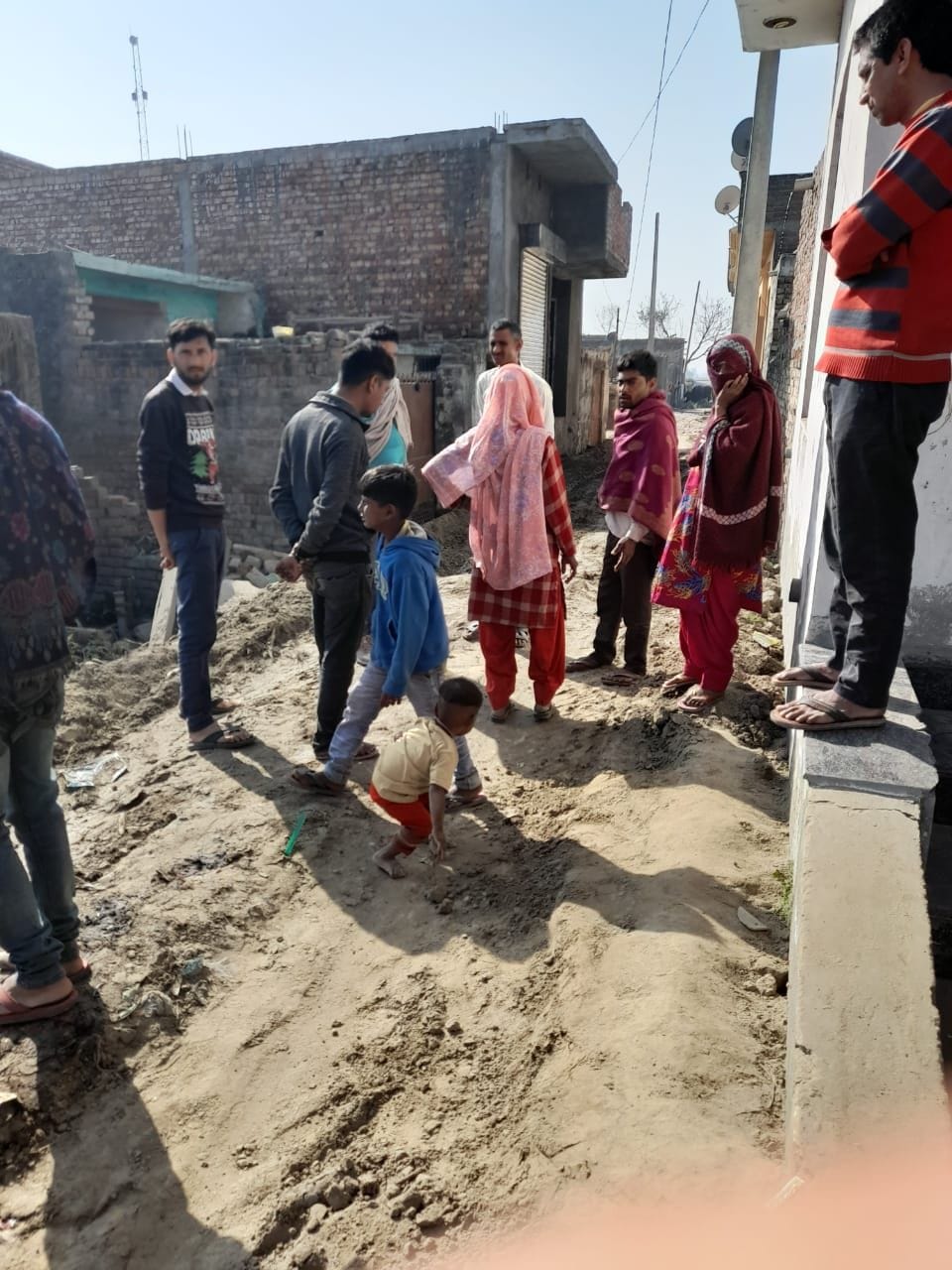 Villagers stopped the construction work of the street in village Sanauli Khurd