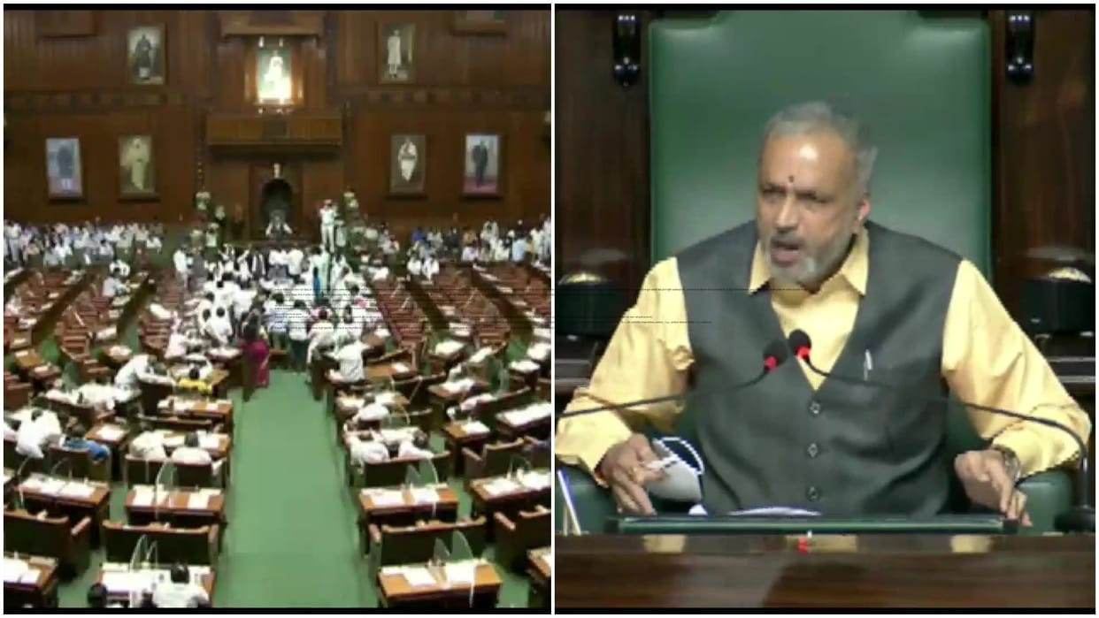 Karnataka Assembly Speaker Vishweshwar Hegde admonished Congress MLAs for shouting anti-RSS slogans in the House