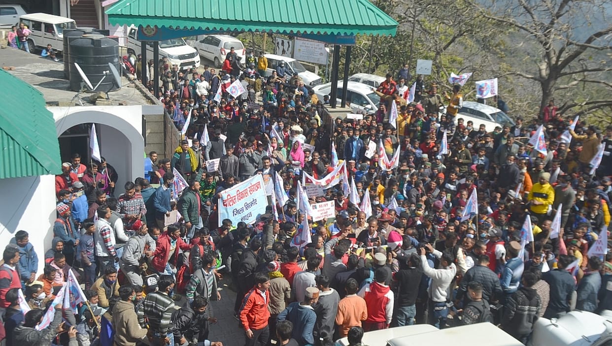 dalit shosan mukti manch strike in nahan for their various demand