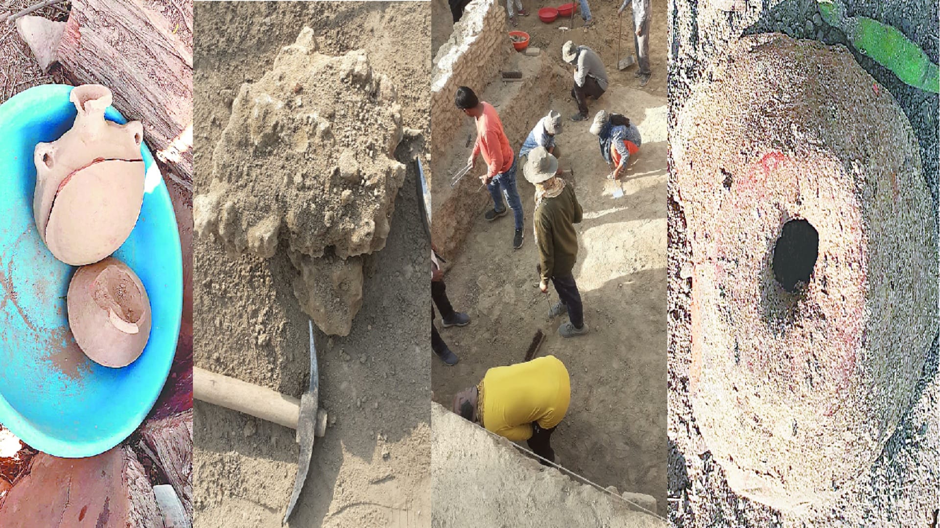 Terracotta carved utensils found on the third day of excavation at ancient Pandava teela of Hastinapur