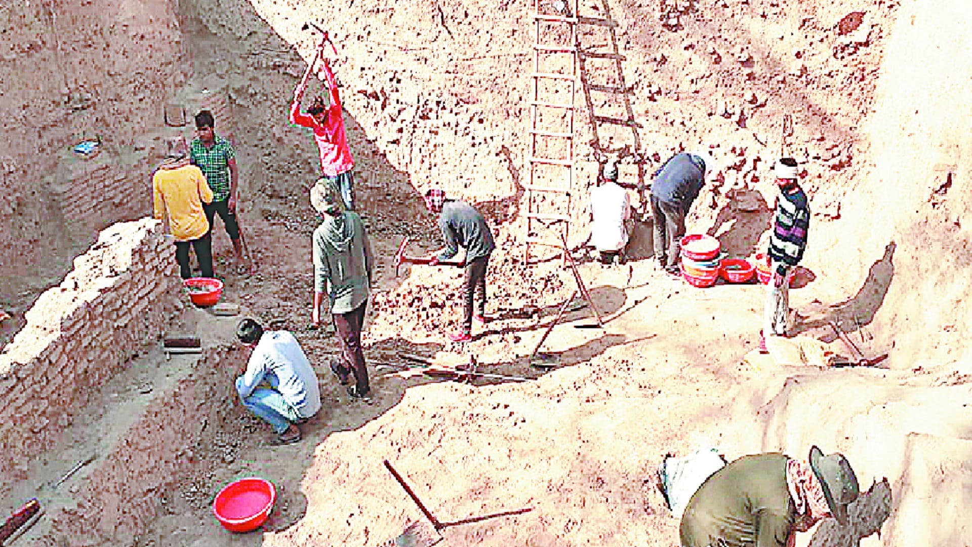 Terracotta carved utensils found on the third day of excavation at ancient Pandava teela of Hastinapur