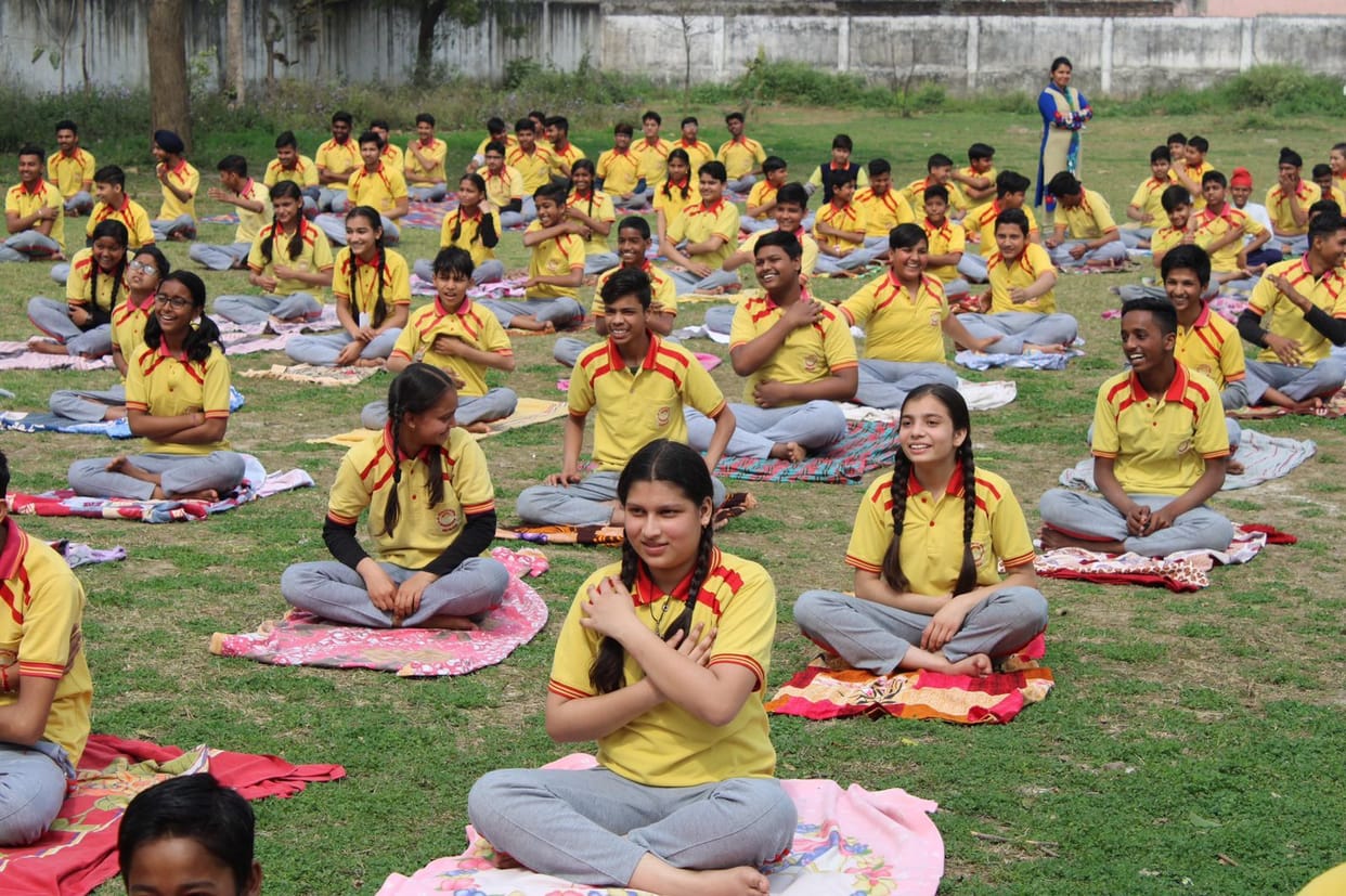 Surya Namaskar taught to students