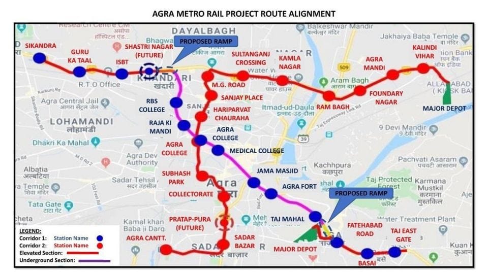 beautiful view of the Taj Mahal will be visible from the Taj East Gate metro station in Agra