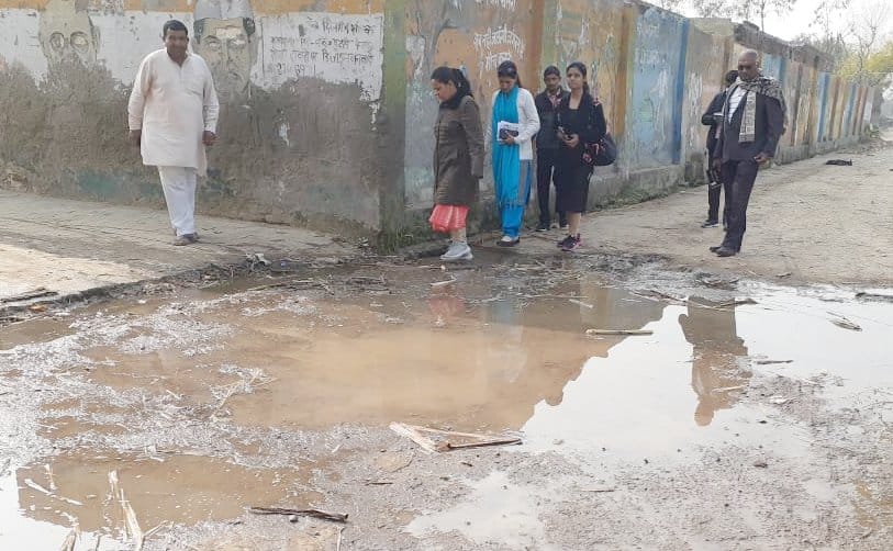 Madam, be careful there is waterlogging ahead