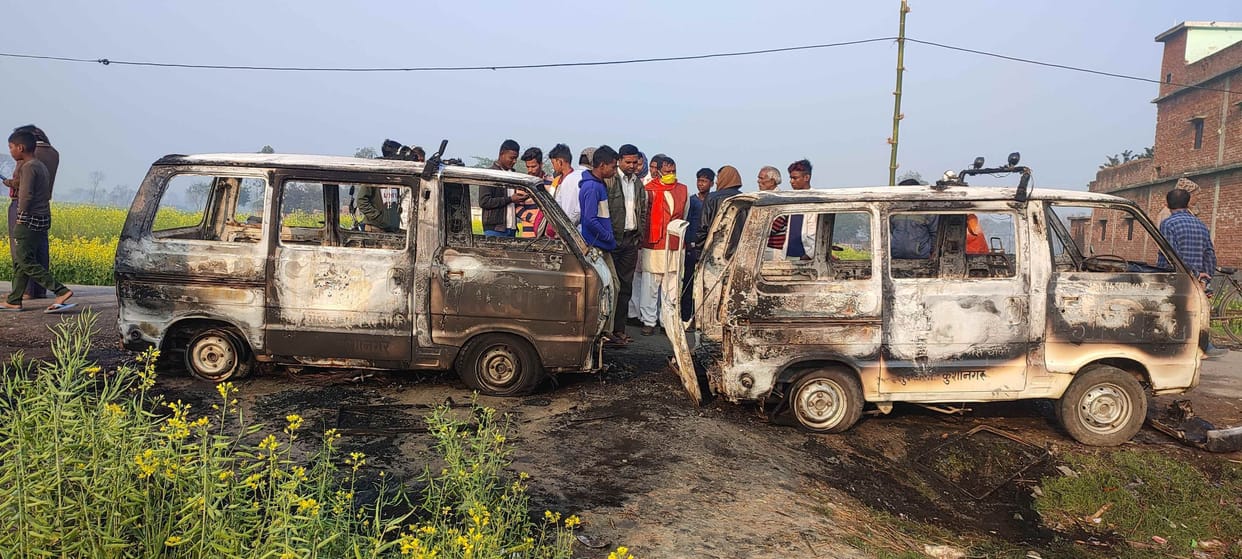Two ambulances of independent candidate burnt