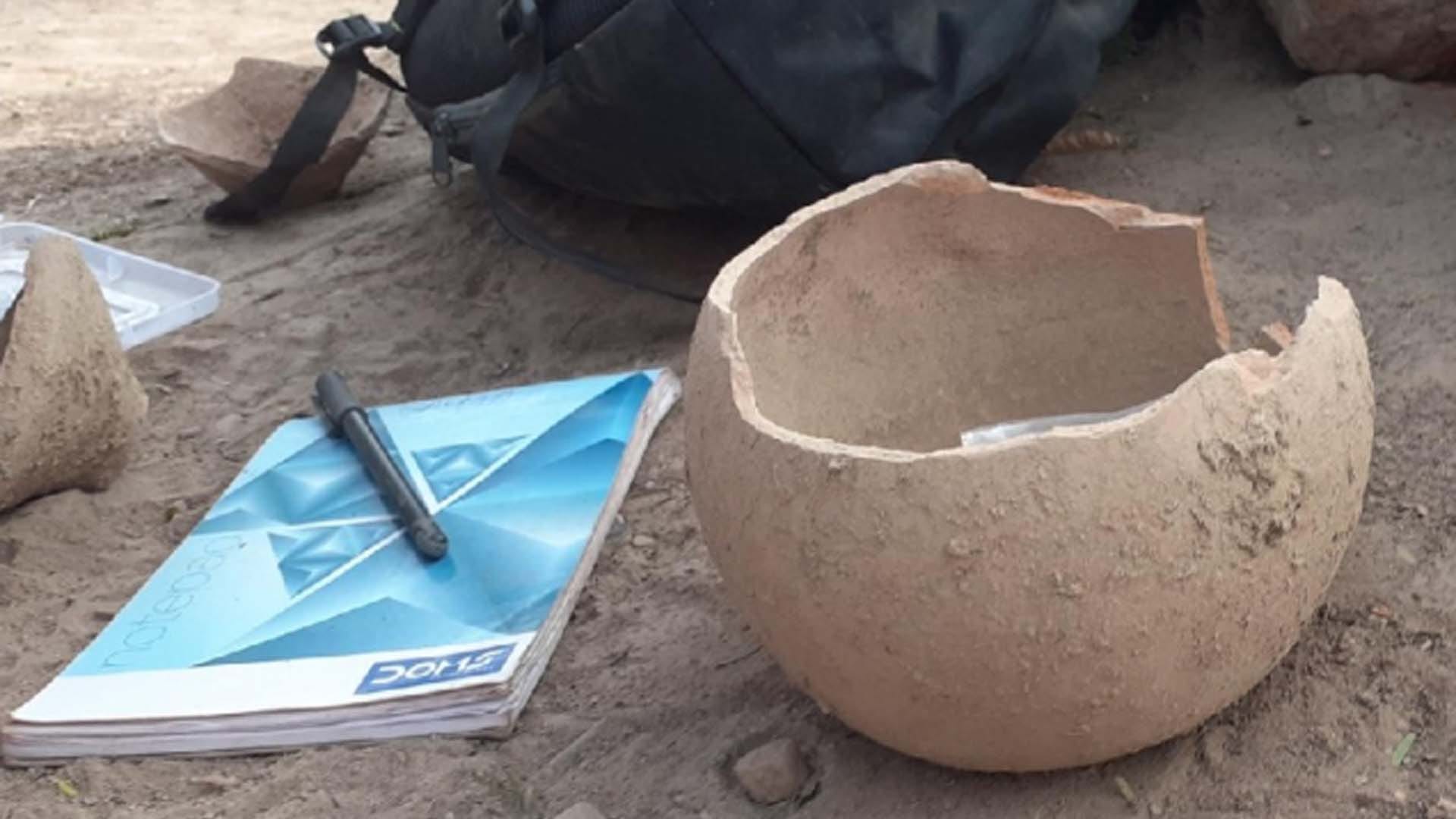 Terracotta carved utensils found on the third day of excavation at ancient Pandava teela of Hastinapur