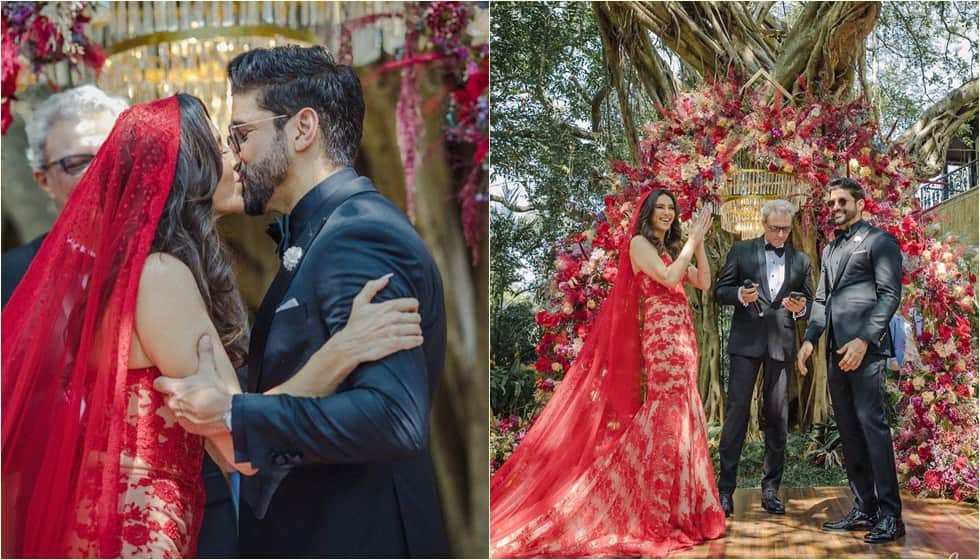 gets trolled for her balck thigh high slit dress at Farhan Akhtar and Shibani Dandekar's marriage bash