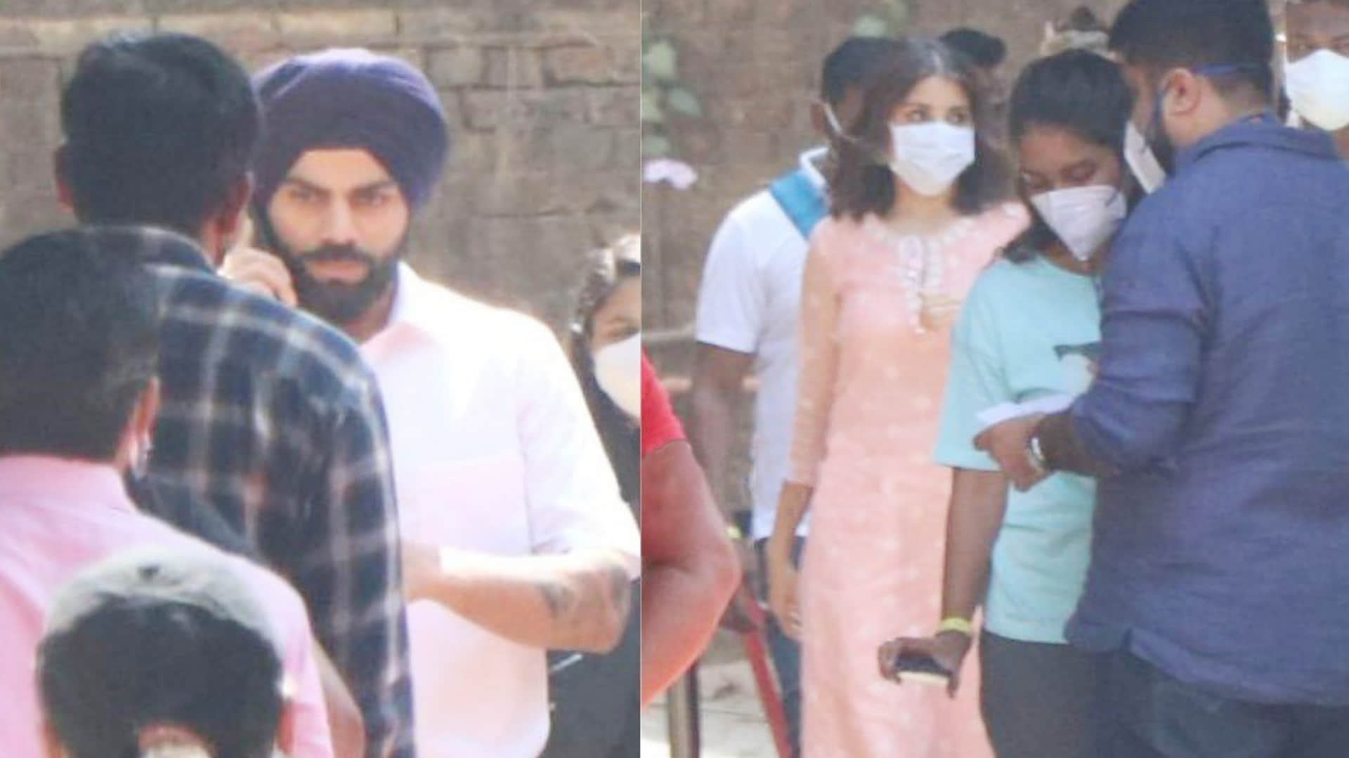 Virushka: Virat Kohli in blue turban Punjabi Look, Anushka Seen on Film Set; Virat Anushka Together on Film set for Advertisement