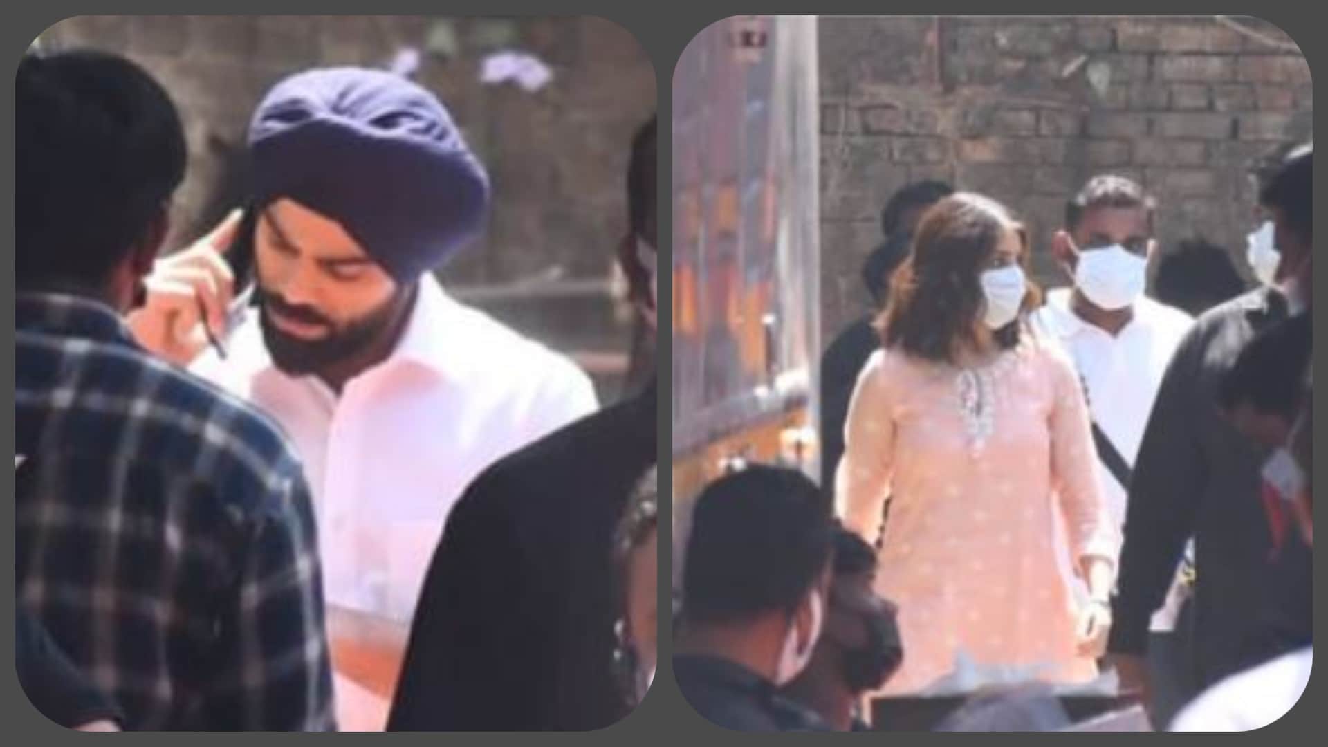 Virushka: Virat Kohli in blue turban Punjabi Look, Anushka Seen on Film Set; Virat Anushka Together on Film set for Advertisement