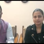 हीया कांसल व जिला इंडस्ट्री चैंबर के अध्यक्ष घनशाम कांसल।