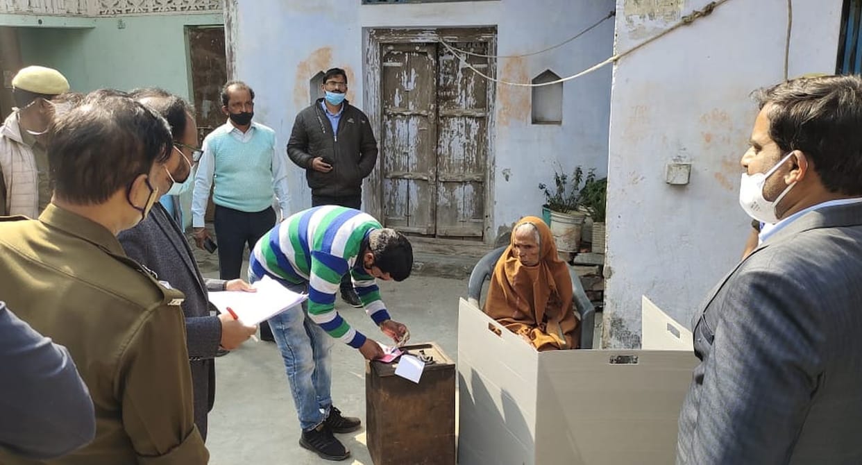 Divyang and elderly cast their votes at home