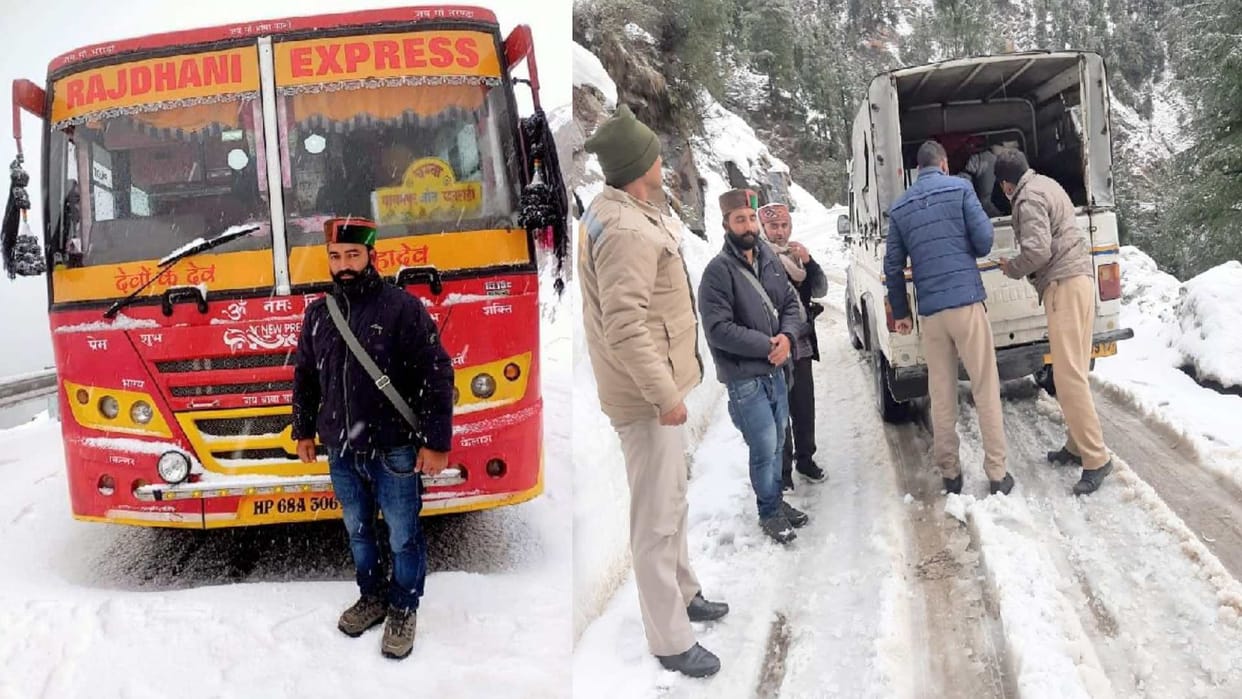 Private bus skidded on snow, passengers kept shivering in cold for three hours, administration evacuated safely