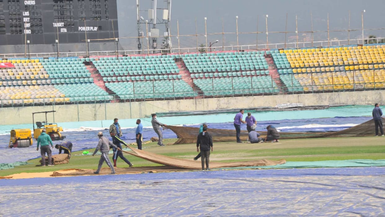 India Sri Lanka T20: Spraying of anti-dew spray before matches at Dharamsala ground
